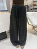 Pantalones de chándal grises de estilo perezoso con cuchillo curvo para mujer 2026 Otoño/Invierno nuevos de cintura alta holgados de pierna ancha versátiles pantalones de largo hasta el suelo