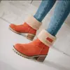 Botas de Mujer Peludas de Talla Grande Europeas y Americanas para Otoño e Invierno 2025 Tacón Grueso Tacón Alto Calzado de Dos Usos Caliente Botas de Mujer Botas de Media Caña Zapatos de Algodón Botas de Nieve