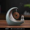 Zen Pequeño Monje Soporte de Incienso Media Luna Hogar Cerámica Quemador de Incienso para Aromaterapia Mesa de Té China Incienso de Sándalo Agarwood Ornamento