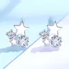 Brincos de Estrela Estilo Coreano Cravejados com Diamante de Estrela de Cinco Pontas Brincos Simples Pequenos e Estilo Cool Zircônia Brincos Super Brilhantes