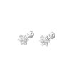 Aretes de Circonita Estrella Estilo Coreano Plata Esterlina S999 Aretes de Bola Torcida Creativos Joyería para la Oreja Aretes de Estrella de Cinco Puntas Clavos para Hueso de la Oreja