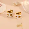 Joyería de Acero de Titanio Dongguan Pendientes de Letra H de Acero de Titanio Moda para Mujer Pendientes de Letra Ovalados con Goteo de Aceite de Acero Inoxidable Venta al por Mayor