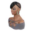 Peruca de senhora negra africana com franja lateral, aplique de cabelo, comércio exterior, peruca levemente cacheada yaki para senhora, franja