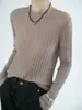 Suéter Base Fino de Punto con Lentejuelas, Cuello Redondo, Patrón Ondulado de Lana Soluble en Agua, para Mujer, Nuevo