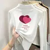 Ropa interior base de forro polar con cuello alto medio para niña para primavera, otoño e invierno, top cálido de manga larga con dibujos animados para niños