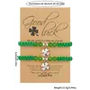 Melhor Venda Transfronteiriça St. Pulseira de Trevo de Quatro Folhas da Sorte do Dia de São Patrício Pulseira Trançada Verde para o Dia dos Namorados para Mulheres, Pacote com Dois