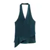 Para Comércio Exterior Transfronteiriço Europeu e Americano Roupas Femininas Aliexpress Mais Vendidas Verão Simples Versátil Textura de Cetim de Seda Top com Decote Halter