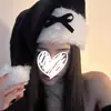Decoración Navideña Año Nuevo Moño Negro de Felpa Sombrero Invierno para Mujer Lindo Gorro de Felpa Accesorios para Fotos