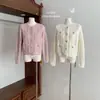 Temperamento leitoso ombreiras de suéter de alta qualidade cardigã de tricô tamanho único rosa preto branco Ye Hong vestuário algodão outros manga longa