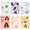 6 Piezas/Paquete Transfronterizo Nuevo Vestido para Niñas Disfraz Cara Cambiante Pegatinas Juguetes de Descompresión Hechos a Mano para Niños Pegatinas DIY Venta al por Mayor