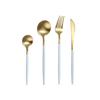 Conjunto de quatro peças de faca, garfo e colher de aço inoxidável Dao Qi 304, faca e garfo para bife de comida ocidental, utensílios de mesa criativos banhados a ouro portugueses
