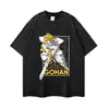 Venta Directa de Fábrica Camiseta Estampada Retro Americana Holgada de Peso Pesado Manga Corta Bidimensional Calle Casual Top de Verano