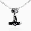 Novo Colar Martelo de Thor Mais Vendido em Aço Inoxidável Pingente Viking para Homens