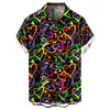 Camisa Informal de Manga Corta Suelta y Moderna para Hombre con Estampado de Corazón Estilo Nuevo Transfronterizo para el Día de San Valentín Sin Bolsillos