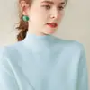Suéter básico de cachemira de cuello medio para mujer, cachemira pura, engrosado, holgado, adelgazante, suéter de punto base, ropa interior