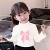 Camiseta Básica de Veludo Quente para Meninas, Roupa Outono e Inverno Gola Alta Meia para Crianças, Camiseta de Manga Longa para Crianças Tamanho Pequeno e Médio, Top Estilo Coreano para Bebê