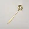 Colher para Panela Quente de Aço Inoxidável Dourada com Cabo Longo Espesso, Colher de Sopa Anti-Queimadura, Concha de Sopa Doméstica com Furo, Conjunto de Escorredores de Cozinha