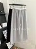 Primavera/Verão 2026 45% Algodão Cós Color Block Cordão Elástico Cintura Alta Casual Reta Saia Saia Moletom Air Layer Tendência