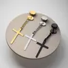 Pendientes de Hip-Hop Estilo Coreano, Colgante de Cruz de Mancuerna de Moda para Hombre, Pendientes de Cadena Punk con Barra y Borla