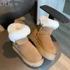 Botas de nieve para mujer estilo con hebilla de cuerno de vaca Sangpo integrada de piel de oveja con forro polar añadido, suela gruesa cálida, botas cortas de algodón grueso del noreste