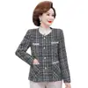 Ropa de Otoño para Mujeres de Mediana Edad y Mayores, Tops Estilo Chanel Adelgazantes, Blazer Corto Elegante para Mamá de Primavera y Otoño, Tallas Grandes