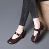 Nova Coleção Primavera/Outono 2026: Sapatos Mary Jane Retrô para Mulheres, Bico Redondo, Boca Rasa, Salto Grosso, Couro Macio, Salto Baixo, Perfeitos para o Trabalho, com Fivela de Uma Tira