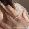 Anillo Chen Mo versátil retro redondo de perla artificial simple y elegante en línea para celebridades, anillo de cuentas elásticas para novias de nicho