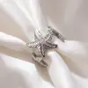 Anillo Abierto Retro Europeo de Estrella de Mar Personalidad Textura Tridimensional Estilo Marino Anillo para el Dedo Diseño de Nicho Accesorios Venta al por Mayor