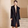 Casaco de Lã Dupla Face 15% Cashmere Feminino Longo com Capuz Solto com Capuz Outono Inverno Primavera Lã