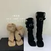 Botas Sandália de Dedão Estilo Coreano, Design de Nicho para o Verão, Botas Longas de Cano Alto para Mulheres, com Aumento Oculto de Altura, Biqueira Aberta, Botas Versáteis de Verão