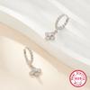 Jing Xu S925 Plata Esterlina Micro-Incrustada Zirconia Aretes Trébol de Cuatro Hojas, Aretes Femeninos, Exquisitos y Versátiles, Joyería de Nicho