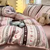 2026A Nuevo Estilo Estilo Fair Isle Borde de Concha Algodón Acolchado Juego de Cama de Cuatro Piezas, Juego de Tres Piezas para Dormitorio, Artículo Individual
