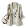 Jaqueta Blazer Fina para Mulheres, Novo Estilo Verão 2026, Design Versátil Casual de Alta Qualidade com Mangas Sobrepostas e Aplicação de Renda, Caimento Solto