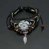 Pulsera Reloj Trenzada a Mano Estilo Bosque de Moda, Reloj de Pulsera de Cuarzo con Colgante Artístico de Aleación de Hoja Retro Navideño