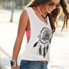 Top casual suelto para mujer con estampado de plumas de disco de primavera y verano europeo y americano transfronterizo Amazon Chaleco Mujer
