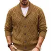 Ropa Masculina Transfronteriza Europea y Americana, Suéter de Punto Trenzado con Cuello Frutal Verde en Forma de Diamante, Cárdigan Grueso Retro para Hombre Sj0133