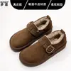 Zapatos Birkenstock Versión Lana Piel Genuina Suela Gruesa para Mujer Invierno Felpa Gruesa Calientes Slip-on Zapatos de Algodón Mocasines Botas de Nieve