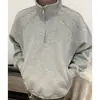 Sudadera para hombre de media cremallera con cuello alto, color liso, corte holgado, top casual para usar como capa base, venta al por mayor desde el fabricante