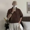 Camisa Polo Cuello Solapa Manga Corta Tejido de Punto Corte de Hombre Verano Seda de Hielo Transpirable Moda de Negocios Británica Exportación Venta al por Mayor Transfronteriza