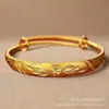 Desvanecimiento lentoColor arena dorada "Flores de la Fortuna" pulsera deslizante ajustable con diseño de flor de ciruelo para mujer, color imitación oro