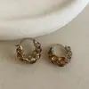 Pendientes Redondos de Cristal de Color Café de Alta Gama Minimalistas para Mujer, Accesorios de Pendientes Versátiles de Moda Tendencia de Lujo Ligero de Nicho para el Trabajo