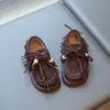 Sandálias Birkenstock Femininas Estilo Retrô com Franjas 2026 Primavera/Outono Novo Estilo Britânico Menina Pequena Solado Macio Mocassins Fashion Tendência