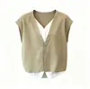Camisa de Manga Corta Falsa de Dos Piezas para Mujer, Nuevo Estilo Coreano Holgado Verano 2026 Top Estilo Old Money
