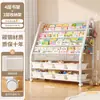 Estante Infantil Área de Leitura Doméstica Estante para Livros Ilustrados Rack de Armazenamento de Brinquedos Multicamadas Estante Simples para Bebê de Chão
