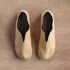 Versão em pele de ovelha - mocassins minimalistas, com sola macia, bico redondo, corte em V, para calçar sem as mãos, estilo novo, sapatos baixos versáteis para mulheres, perfeitos para o dia a dia