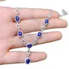 Collar de Zafiro Natural, el Color es Excelente, Cada Piedra es una Pieza de Calidad Premium, Finamente Elaborado con Incrustaciones de Plata S925, el Tamaño de la Piedra Principal es Aproximadamente 4*5