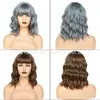 Pelucas para mujer transfronterizas, pelucas de longitud media con flequillo despuntado, pelucas rizadas onduladas de lana para mujeres europeas y americanas