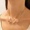 Joyería de Acero Inoxidable Galvanoplastia al Vacío Anillo Hueco Versátil Engranaje Colgante en Forma de Corazón Tricolor Collar para Clavícula para Mujeres