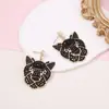 Pendientes de Pantera Negra con Imitación de Perla, Moda Creativa Transfronteriza, Completamente Incrustados con Diamantes, Pendientes de Diseño de Lujo Ligero de Nicho Exquisito