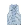 Comércio Exterior Transfronteiriço Estilo Europeu e Americano Roupas Femininas Za Aliexpress Venda Quente Retro Elegante Gola Laço Bolinhas Sem Mangas